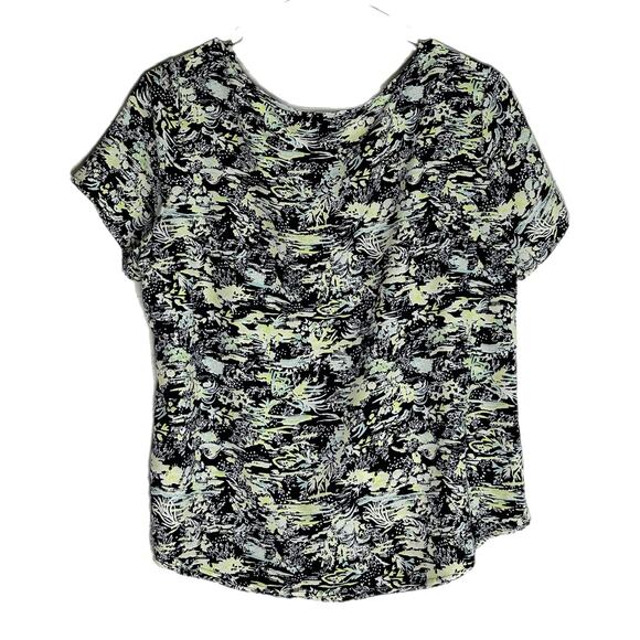 Christopher & Banks Black and Green Patterned Blouse, Medium, Pre-owned - Picture 3 of 6